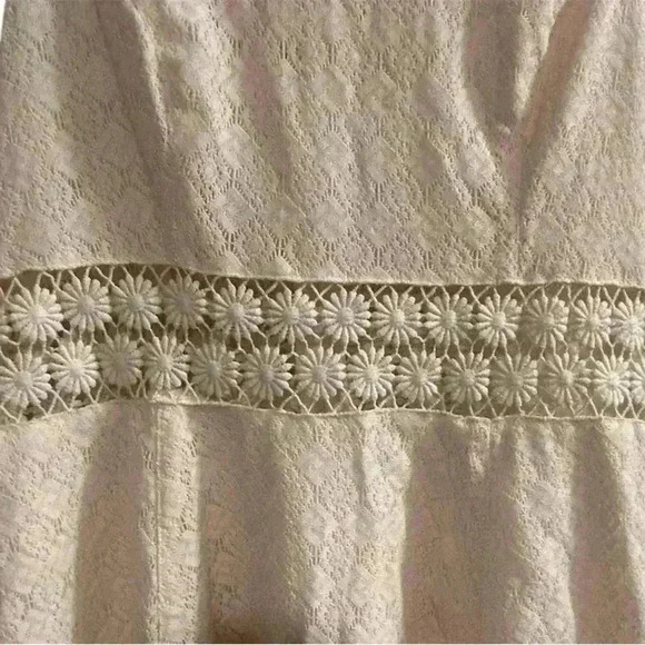 Free People Women's Ivory Lace Knit Mini Dress Size 6 - Picture 3 of 10